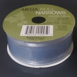 2/$20 Sheer Ribbon Mega Roll Blue Silver 1.5"x30'